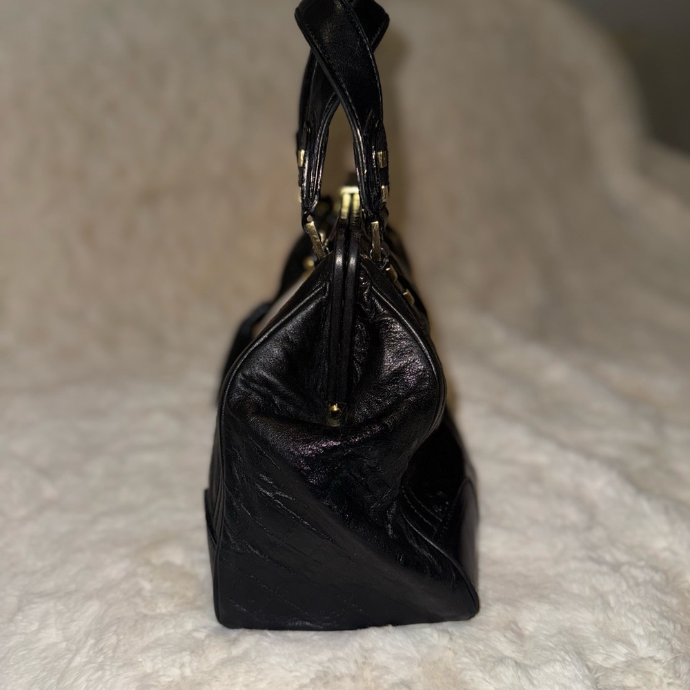 L.A.M.B. Black and White Leather Satchel, Vintage, Y2K - Picture 5 of 16